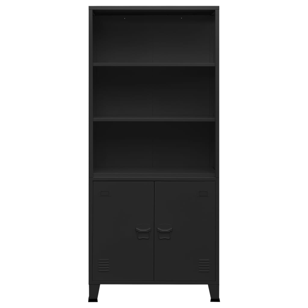 Libreria Industriale Nera 80x32x180 cm in Acciaio