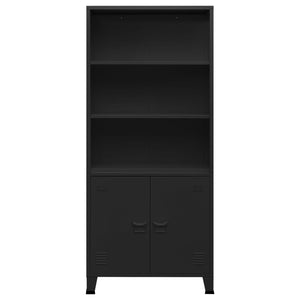 Libreria Industriale Nera 80x32x180 cm in Acciaio