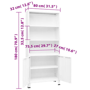 Libreria Industriale Bianca 80x32x180 cm in Acciaio