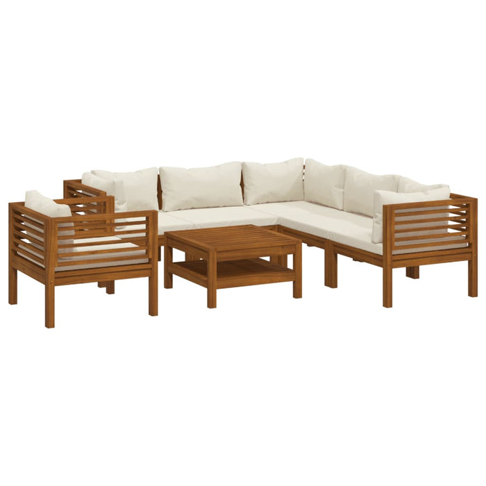 Set Divani da Giardino 7 pz con Cuscini Crema in Legno Acacia cod mxl 39913