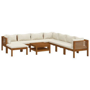 Set Divani da Giardino 9 pz con Cuscini Crema in Legno Acacia cod mxl 42593