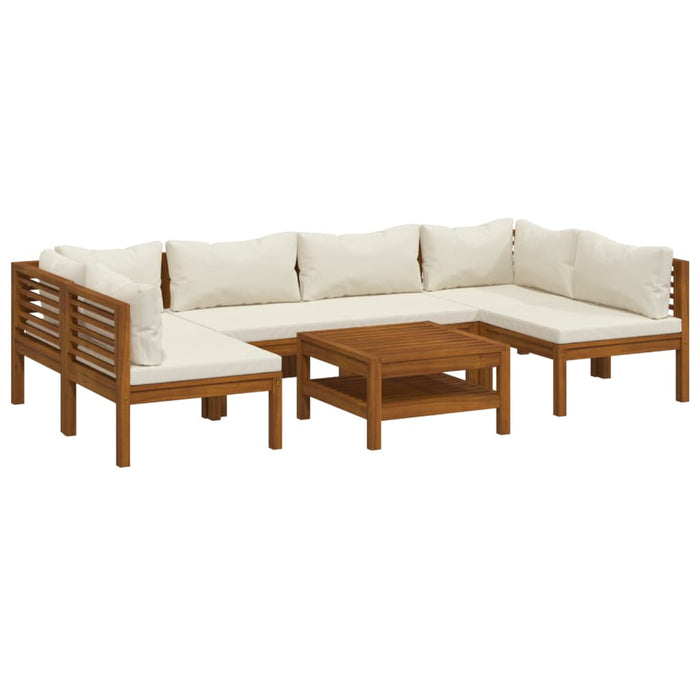 Set Divani da Giardino 7 pz con Cuscini Crema in Legno Acacia cod mxl 50003