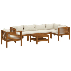 Set Divani da Giardino 7 pz con Cuscini Crema in Legno Acacia cod mxl 39921