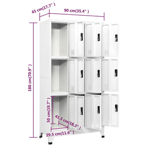 Armadietto con Serratura Bianco 90x45x180 cm in Acciaio cod mxl 52726