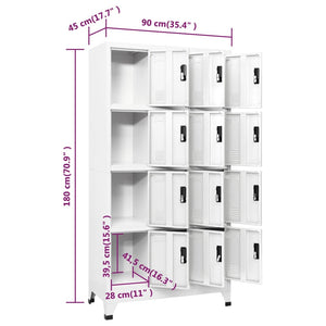 Armadietto con Serratura Bianco 90x45x180 cm in Acciaio cod mxl 52190