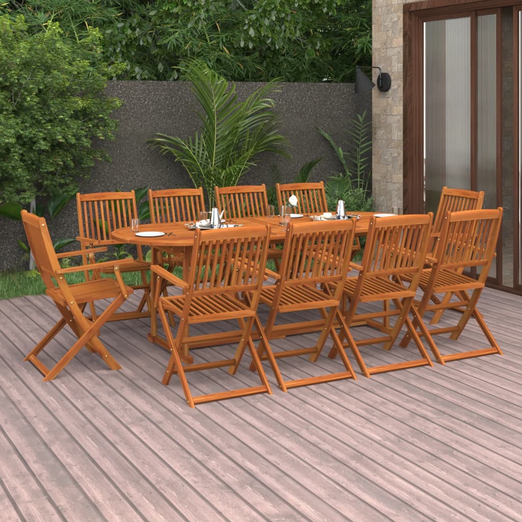 Set Pranzo da Giardino 11 pz in Legno Massello di Acacia cod mxl 35046