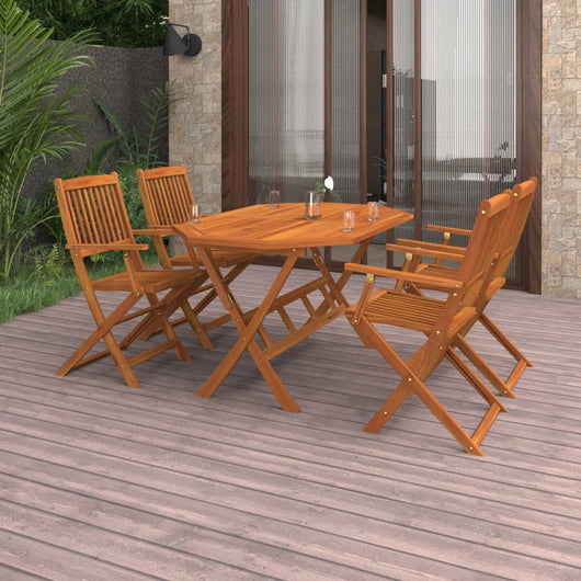 Set da Pranzo da Giardino 5 pz in Legno Massello di Acacia cod mxl 44180