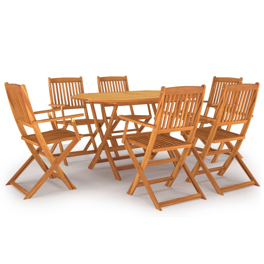 Set da Pranzo per Giardino 7 pz in Legno Massello di Acacia cod mxl 44141