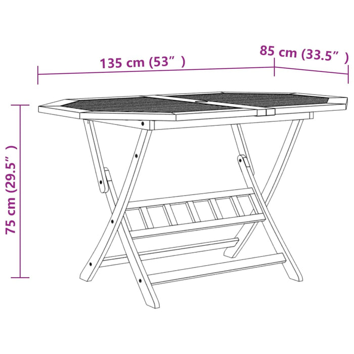 Set da Pranzo per Giardino 7 pz in Legno Massello di Acacia cod mxl 44141