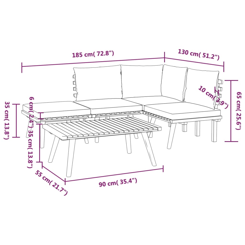 Set Divani da Giardino 5 pz con Cuscini in Massello di Acacia cod mxl 38189