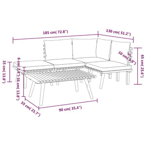 Set Divani da Giardino 5 pz con Cuscini in Massello di Acacia cod mxl 38189