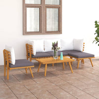 Set Divani da Giardino 6 pz con Cuscini in Massello di Acacia cod mxl 38190