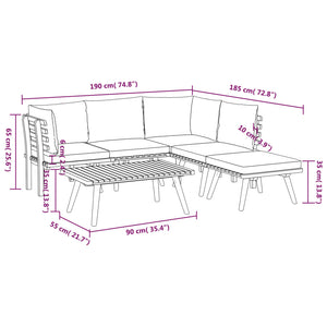 Set Divani da Giardino 6 pz con Cuscini in Massello di Acacia 3087005