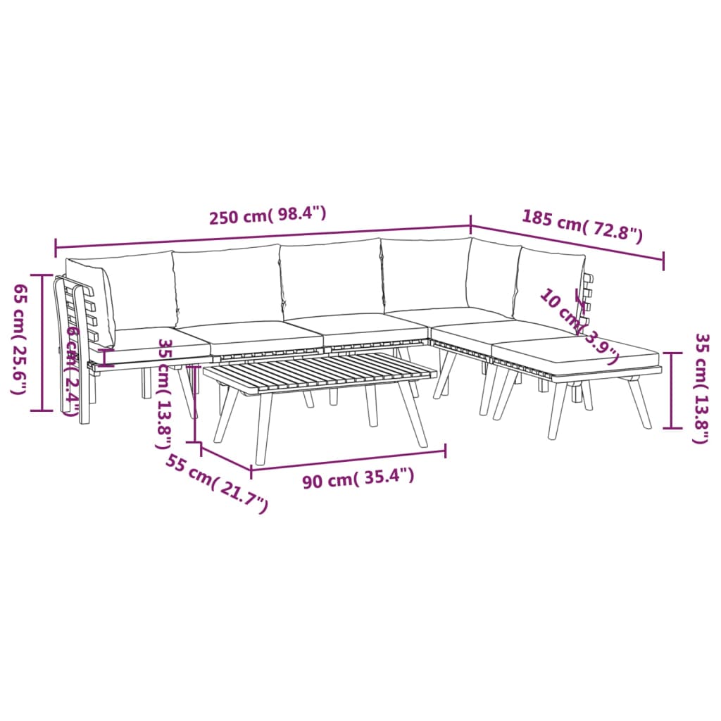 Set Divani da Giardino 7 pz con Cuscini in Massello di Acacia 3087006