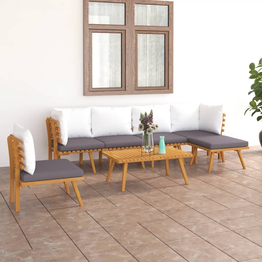 Set Divani da Giardino 7 pz con Cuscini in Massello di Acacia 3087006