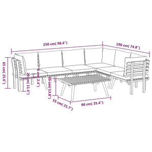 Set Divani da Giardino 7 pz con Cuscini in Massello di Acacia 3087015