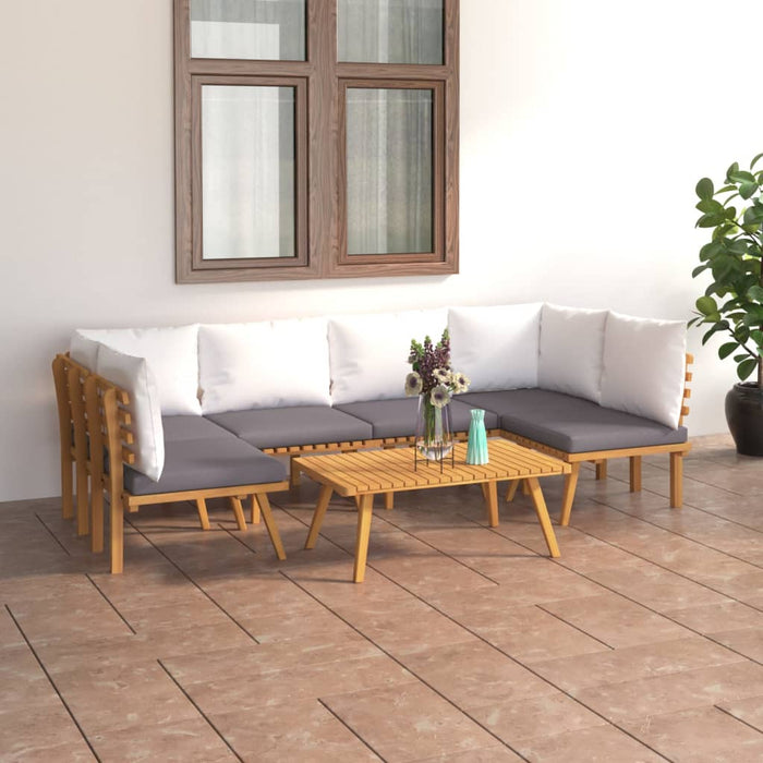 Set Divani da Giardino 7 pz con Cuscini in Massello di Acacia 3087024