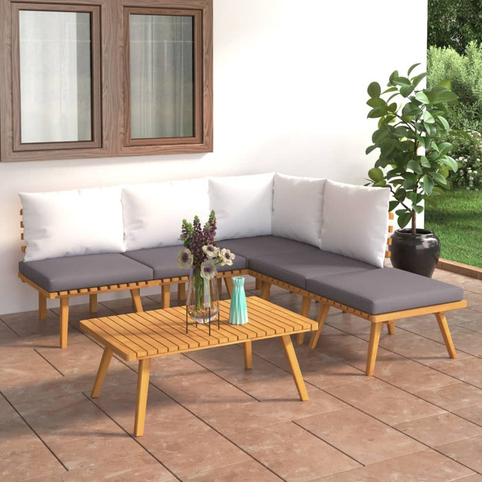 Set Divani da Giardino 6 pz con Cuscini in Massello di Acacia 3087025