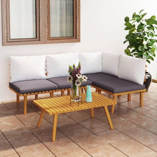 Set Divani da Giardino 5 pz con Cuscini in Massello di Acacia cod mxl 38203