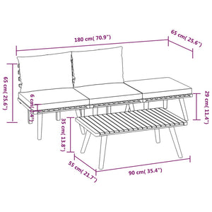 Set Divani da Giardino 4 pz con Cuscini in Massello di Acacia 3087029