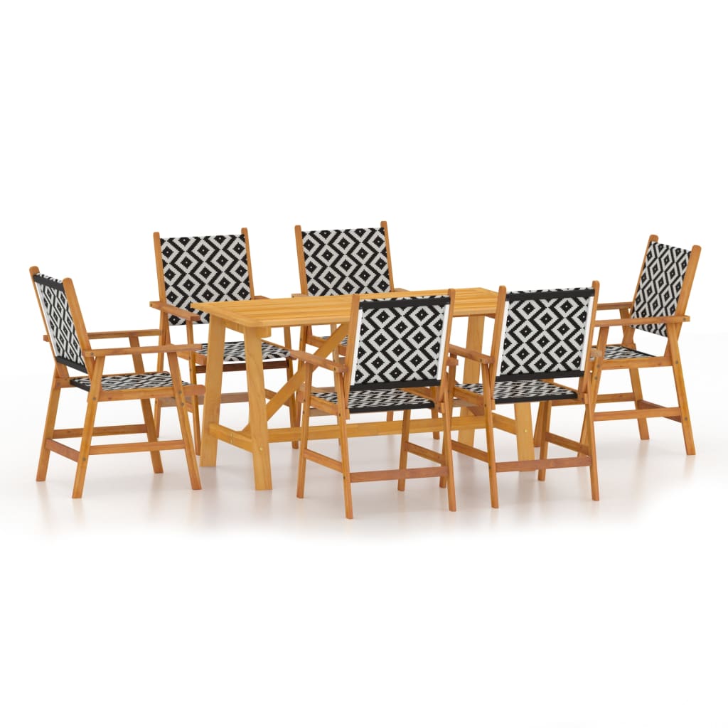 Set Mobili da Pranzo per Giardino 7 pz Legno Massello di Acacia cod mxl 51655