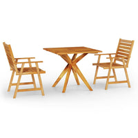 Set Mobili da Pranzo per Giardino 3 pz Legno Massello di Acacia cod mxl 36281