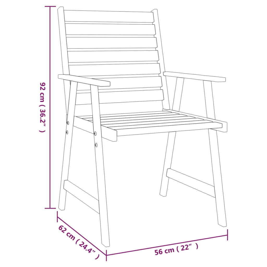 Set Mobili da Pranzo per Giardino 3 pz Legno Massello di Acacia cod mxl 36281