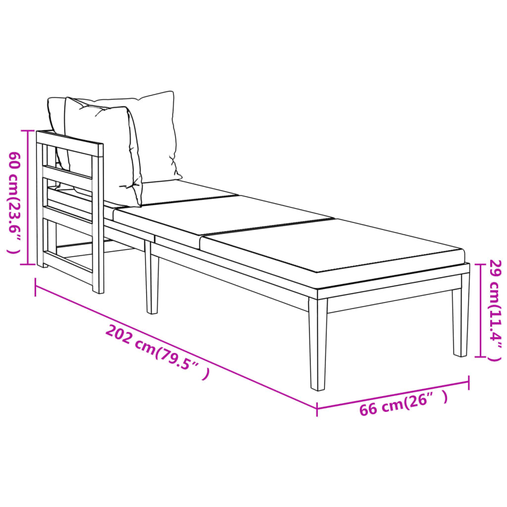 Lettini Prendisole con Cuscini Crema 2 pz Legno d'Acacia cod mxl 38252