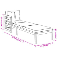 Lettini Prendisole con Cuscini Crema 2 pz Legno d'Acacia cod mxl 38252