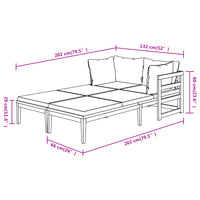 Lettini Prendisole con Cuscini Crema 2 pz Legno d'Acacia cod mxl 38252