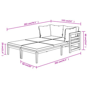 Lettini Prendisole con Cuscini Crema 2 pz Legno d'Acacia cod mxl 38252