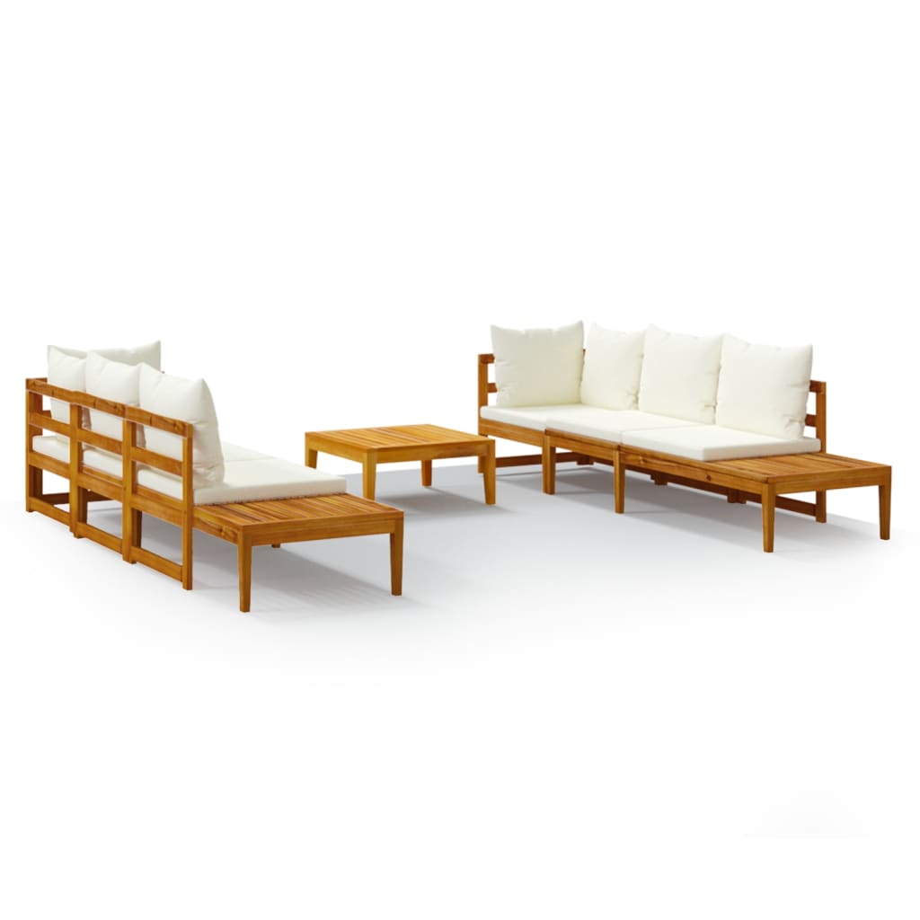 Set Divani Giardino 5 pz Cuscini Bianco Crema in Legno d'Acacia cod mxl 38257