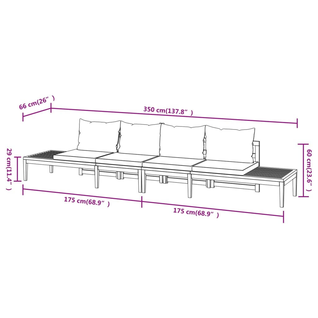 Panche da Giardino con Cuscini Bianco Crema 2pz Legno di Acacia