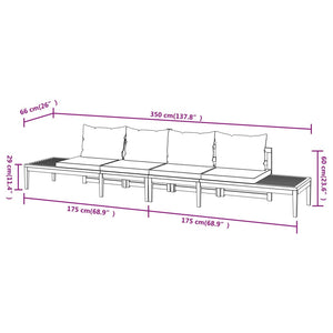 Panche da Giardino con Cuscini Bianco Crema 2pz Legno di Acacia