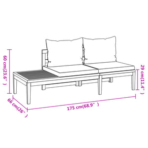 Panche da Giardino con Cuscini Grigio Scuro 2pz Legno di Acacia cod mxl 38250