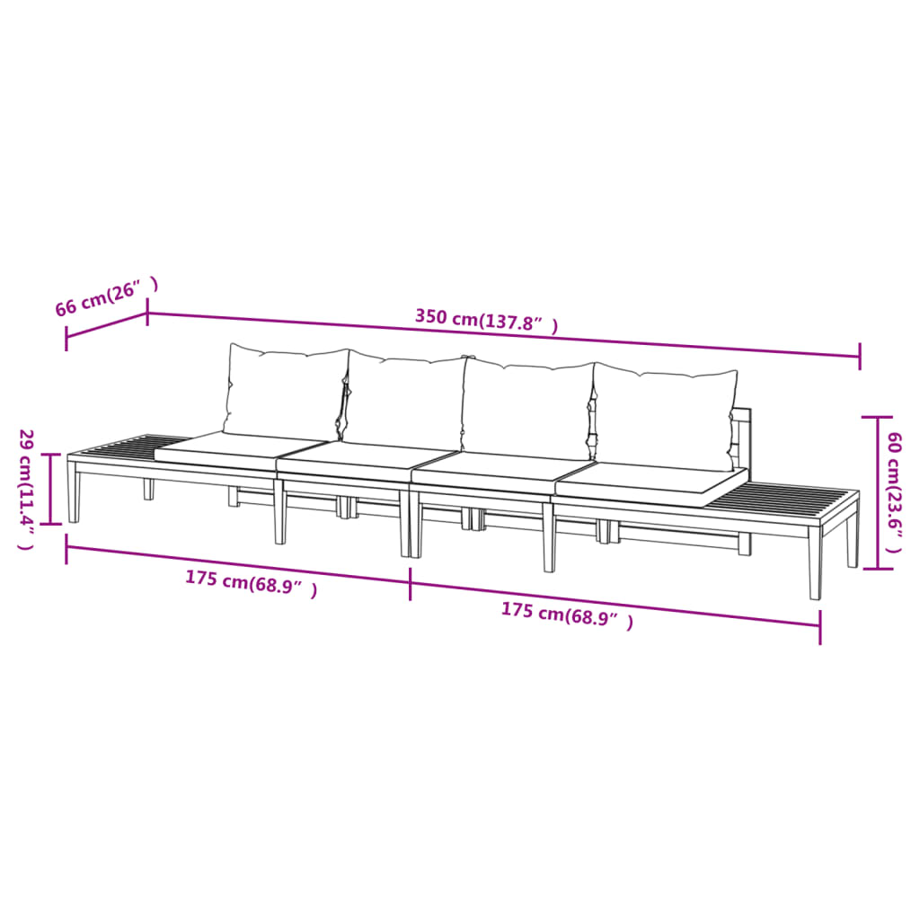 Panche da Giardino con Cuscini Grigio Scuro 2pz Legno di Acacia cod mxl 38250