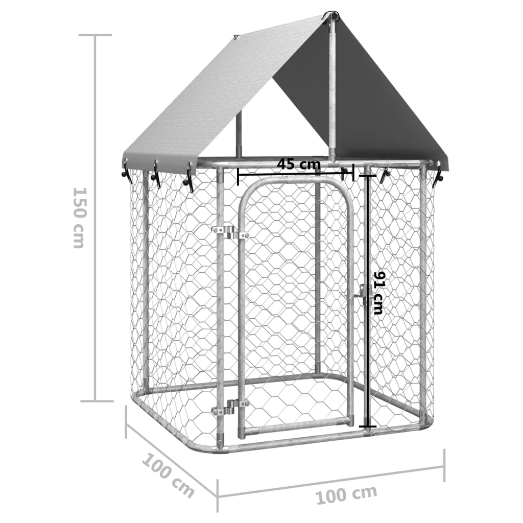 Gabbia per Cani da Esterno con Tetto 100x100x150 cm cod mxl 53574