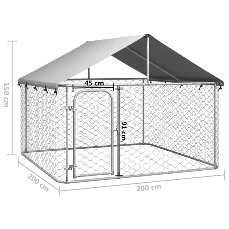 Gabbia per Cani da Esterno con Tetto 200x200x150 cm 171498