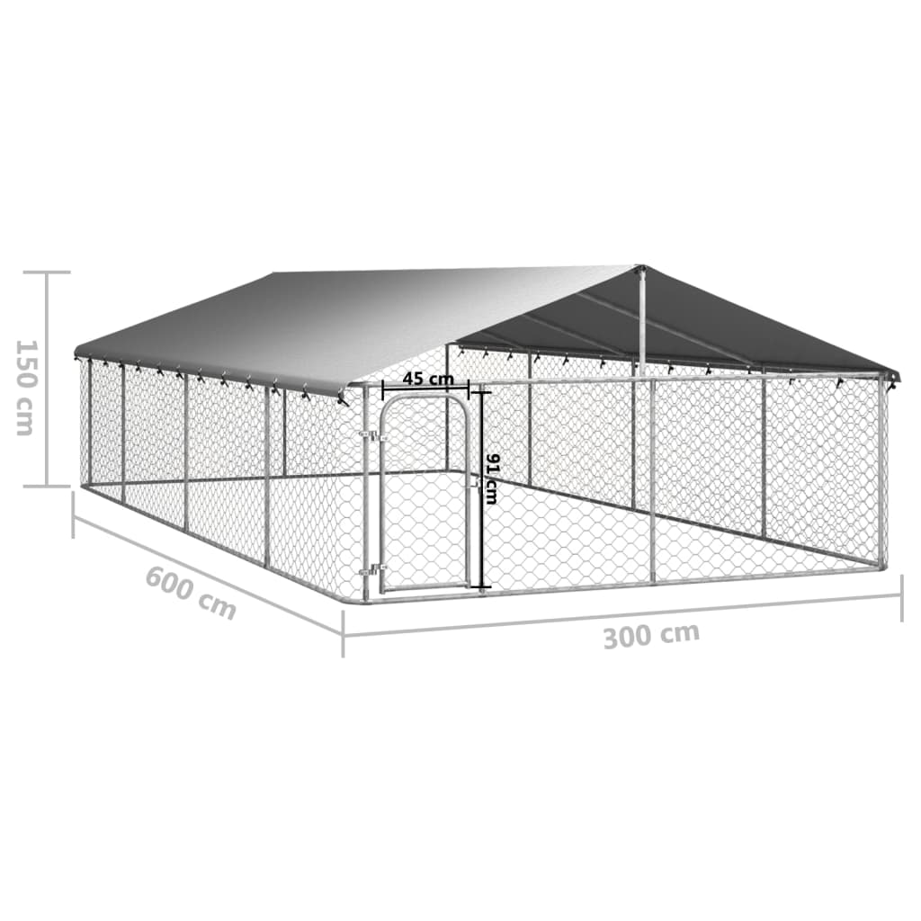 Gabbia per Cani da Esterno con Tetto 600x300x150 cm cod mxl 50524