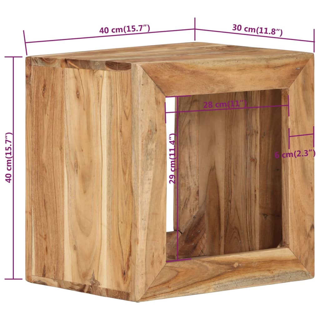 Sgabello 40 x 30 x 40 cm Legno Massello di Acacia 337837