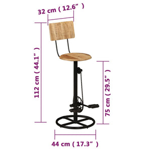 Sgabelli da Bar 2 pz in Legno Massello di Mango cod mxl 78173