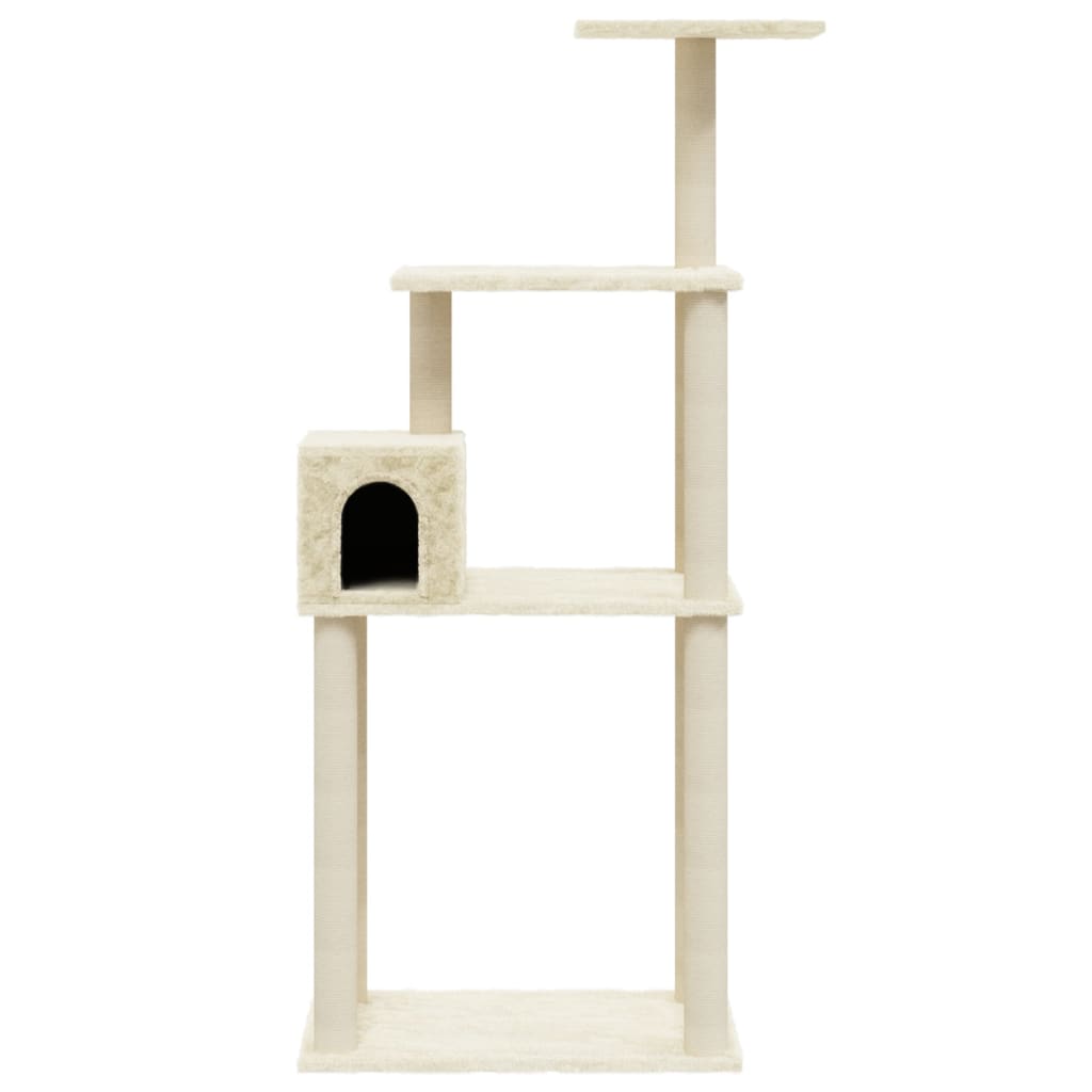 Albero per Gatti con Tiragraffi in Sisal Crema 147 cm 171476