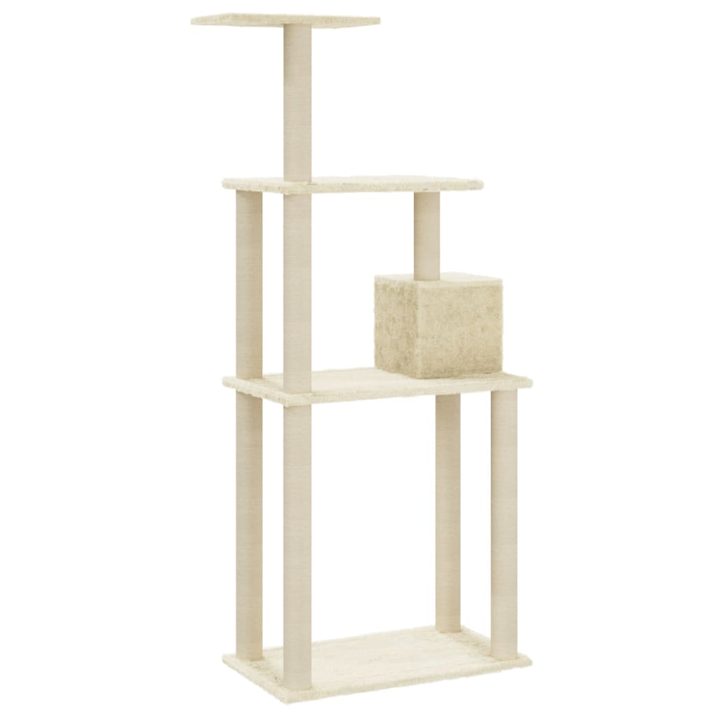 Albero per Gatti con Tiragraffi in Sisal Crema 147 cm 171476