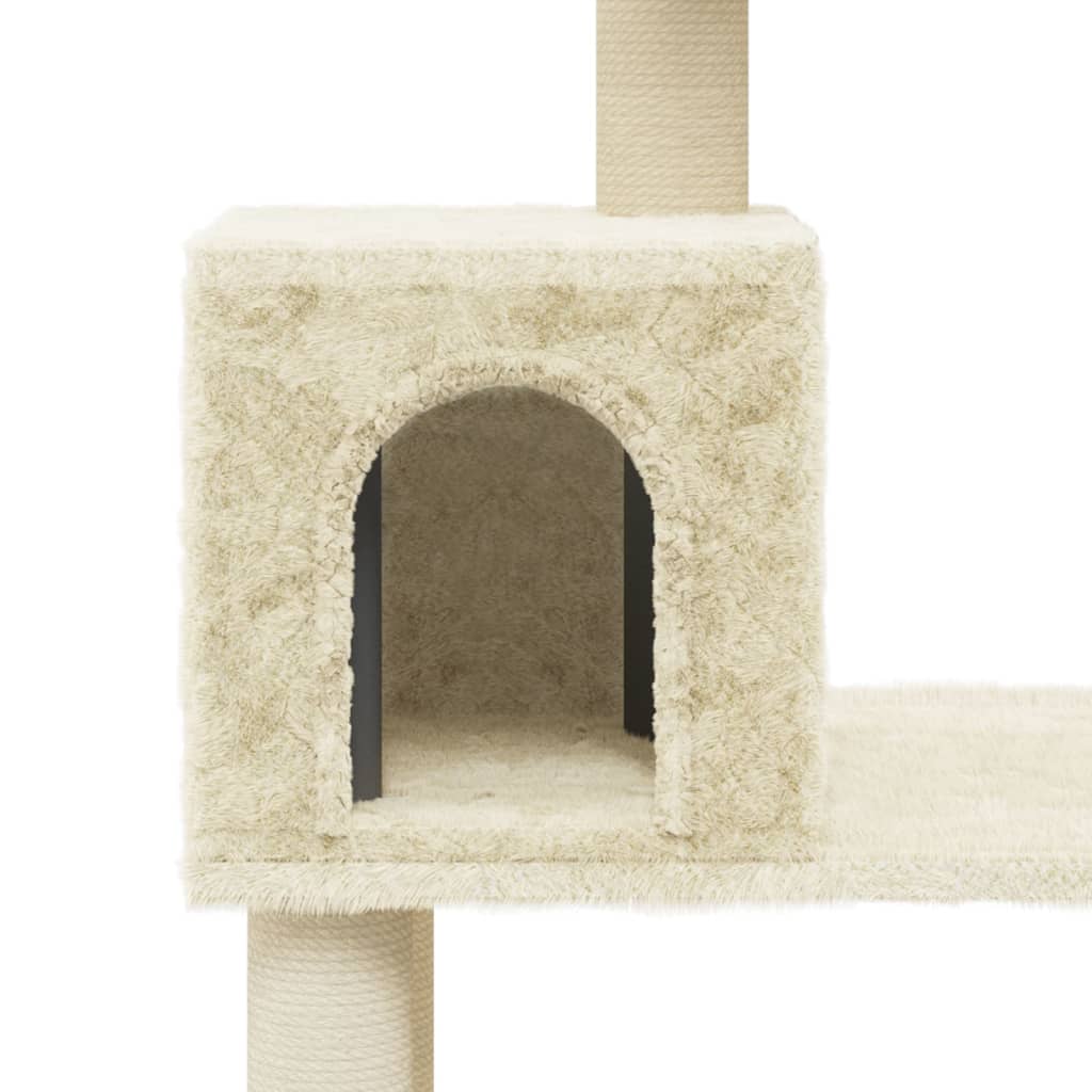 Albero per Gatti con Tiragraffi in Sisal Crema 147 cm