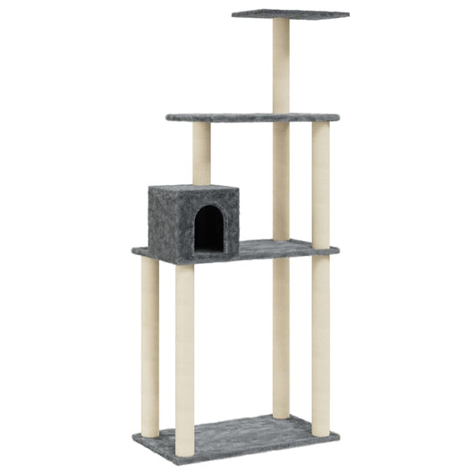 Albero per Gatti con Tiragraffi in Sisal Grigio Scuro 147 cm