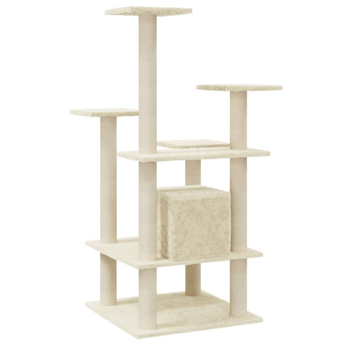 Albero per Gatti con Pali Tiragraffi in Sisal Crema 110 cm 171479