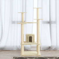 Albero per Gatti con Pali Tiragraffi in Sisal Crema 110 cm 171479