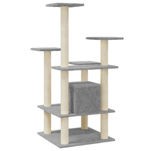 Albero per Gatti con Tiragraffi in Sisal Grigio Chiaro 110 cm 171480