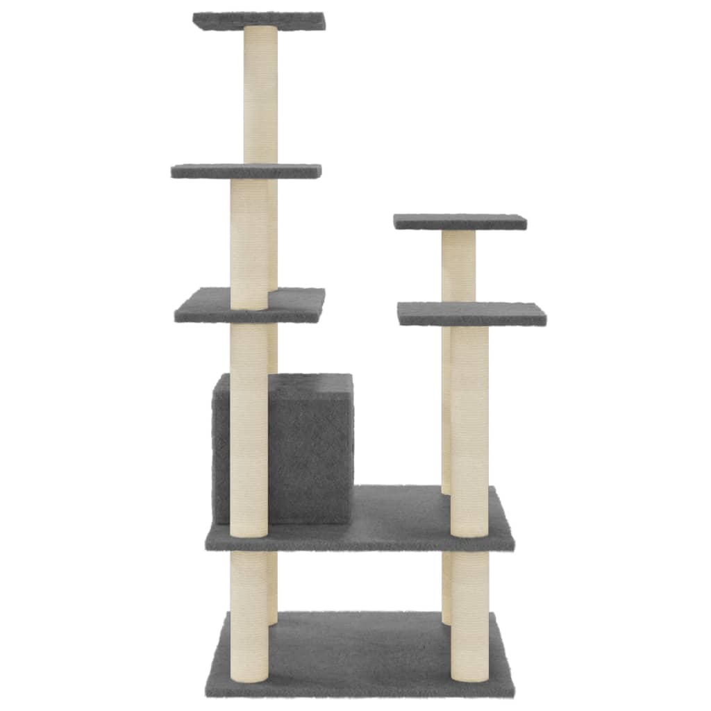 Albero per Gatti con Tiragraffi in Sisal Grigio Scuro 110 cm 171481