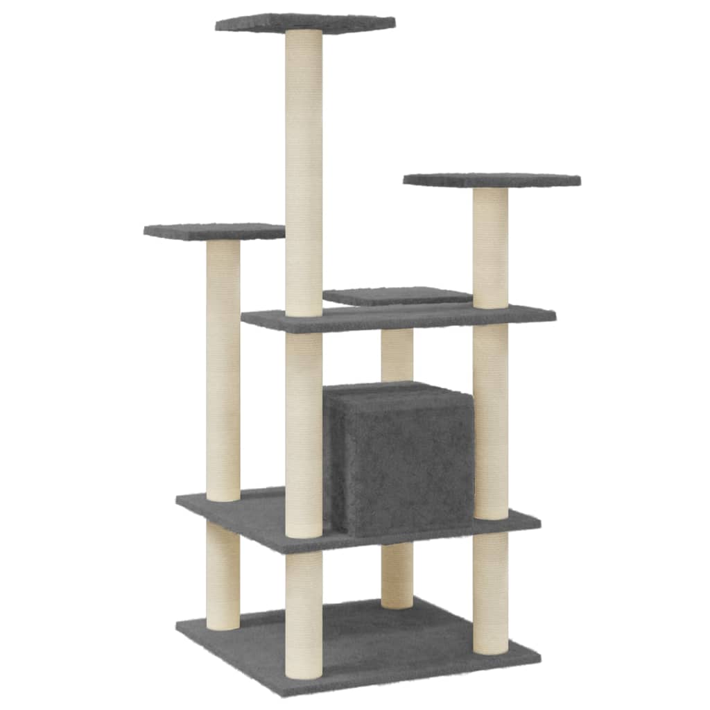 Albero per Gatti con Tiragraffi in Sisal Grigio Scuro 110 cm 171481